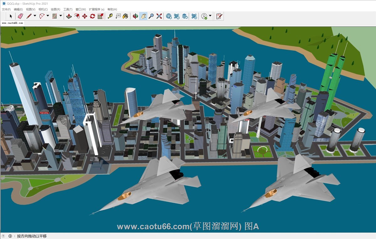 韩国闹着玩的四代半战斗机FK21的在城市上空sketchup模型