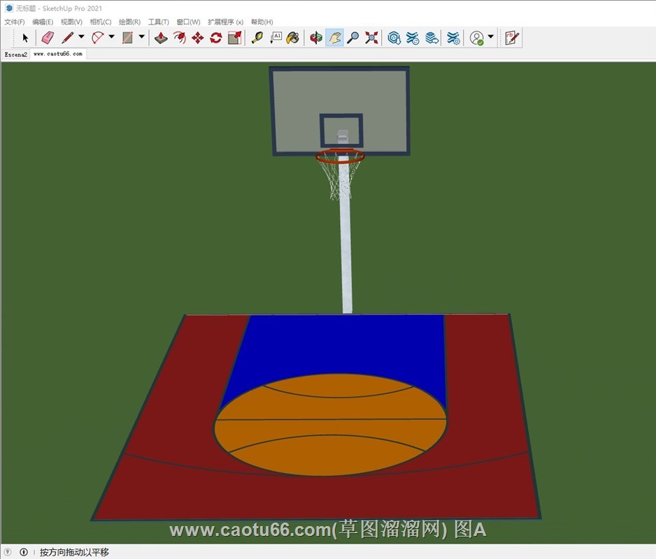半场篮球场的sketchup模型