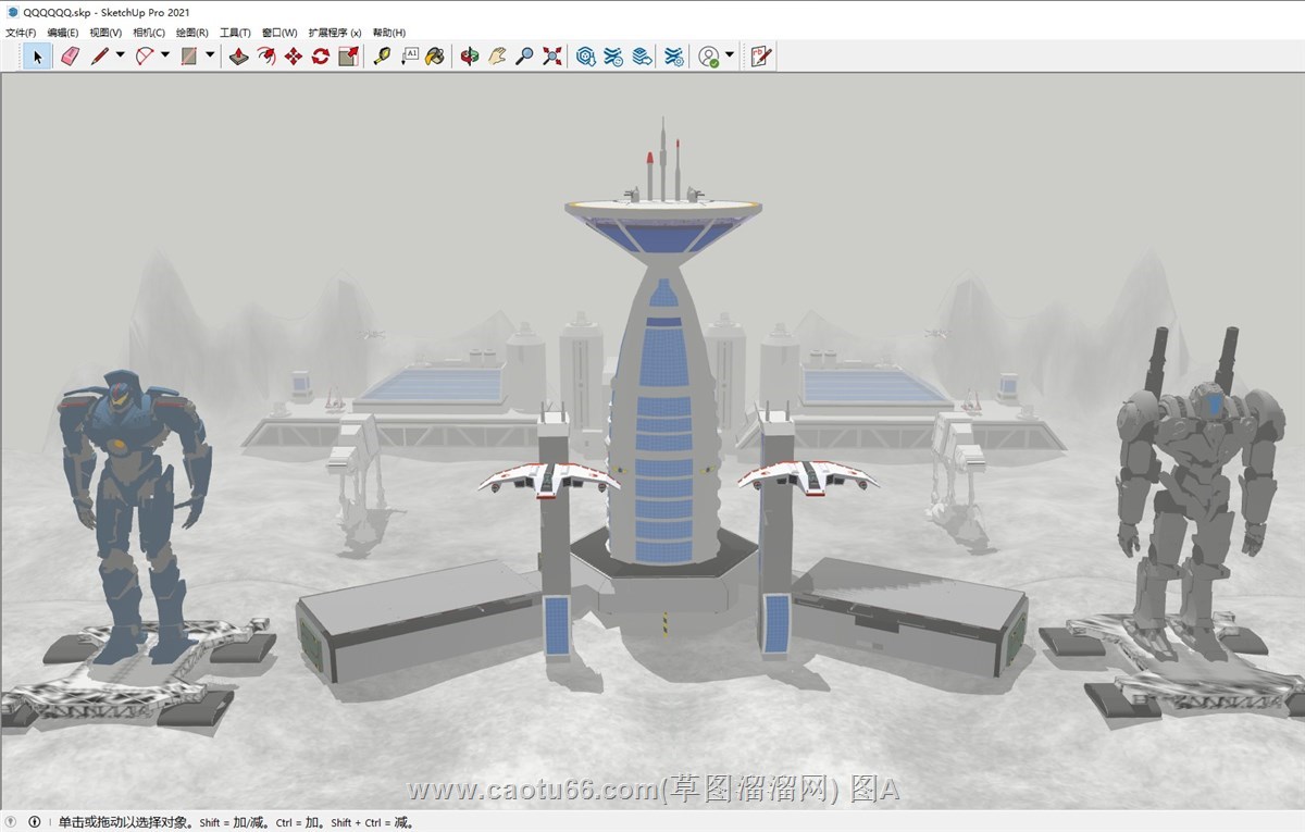 未来场景防御军的sketchup模型