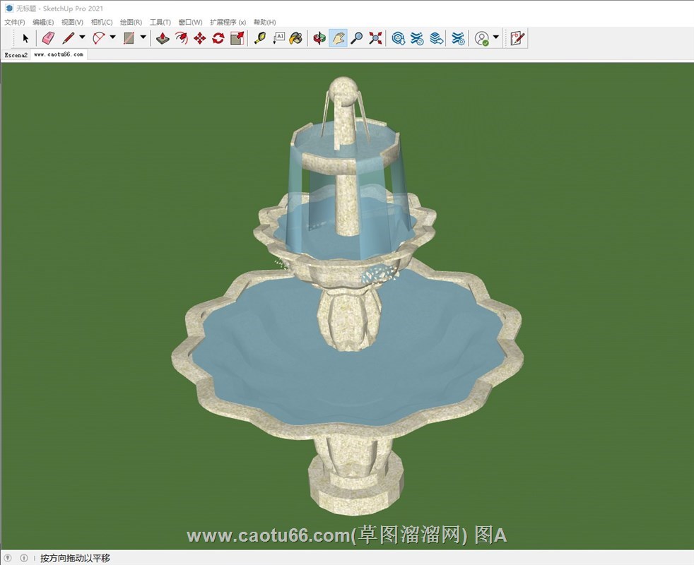 欧式喷泉水池的sketchup模型