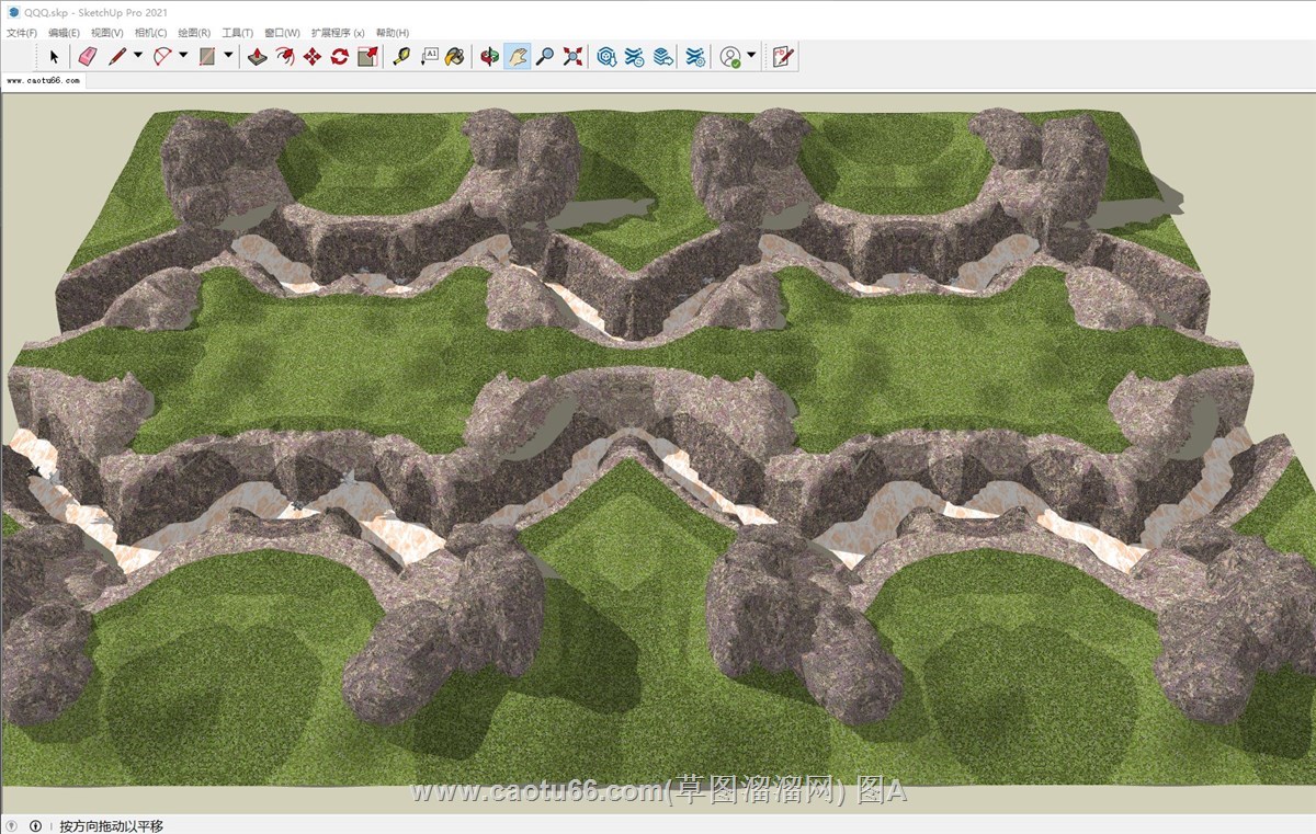 山地地形峡谷的sketchup模型