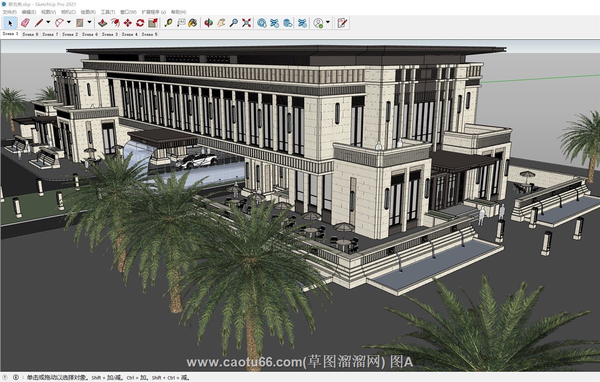 新古典会所建筑的sketchup模型