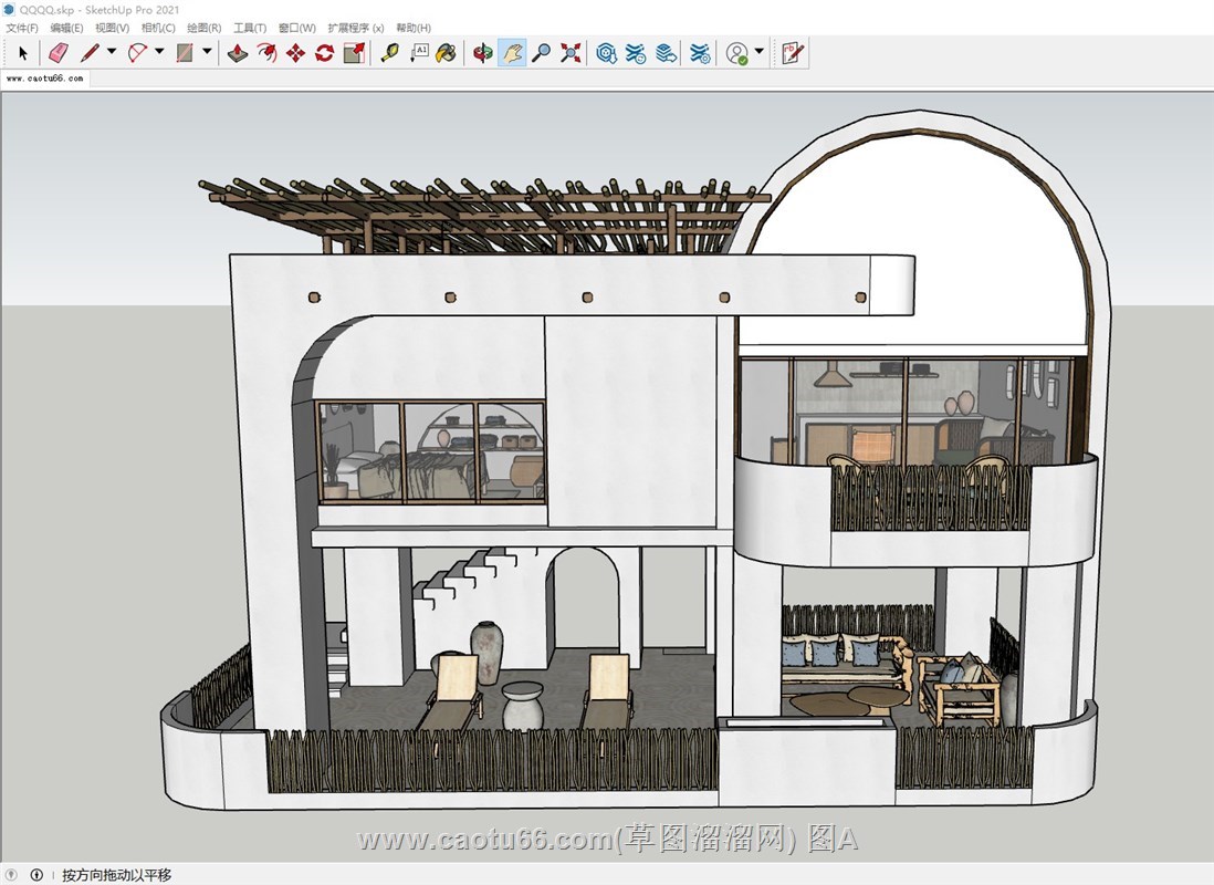 地中海风格民宿酒店的sketchup模型