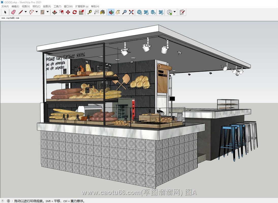蛋糕面包店烘培的sketchup模型