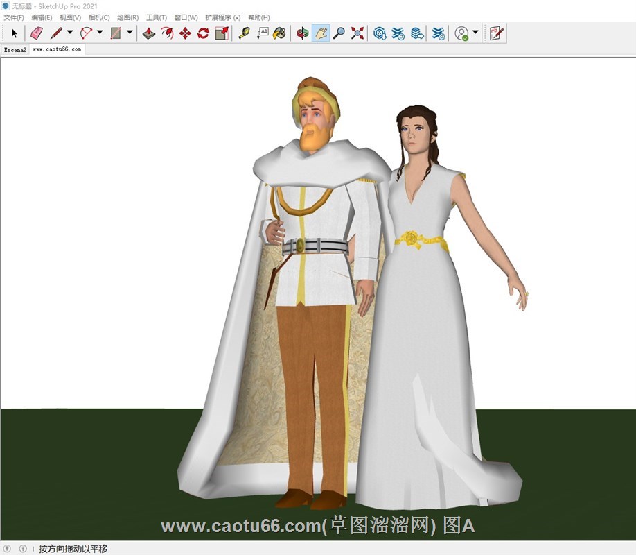 国王和皇后卡通人物的sketchup模型