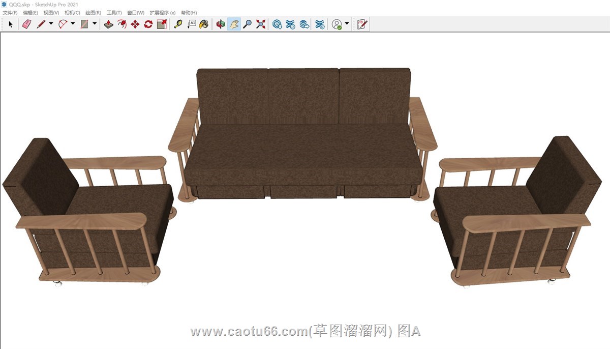 原木沙发的sketchup模型