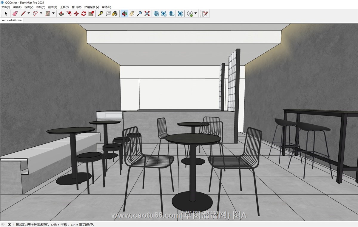 咖啡店工装餐桌椅的sketchup模型