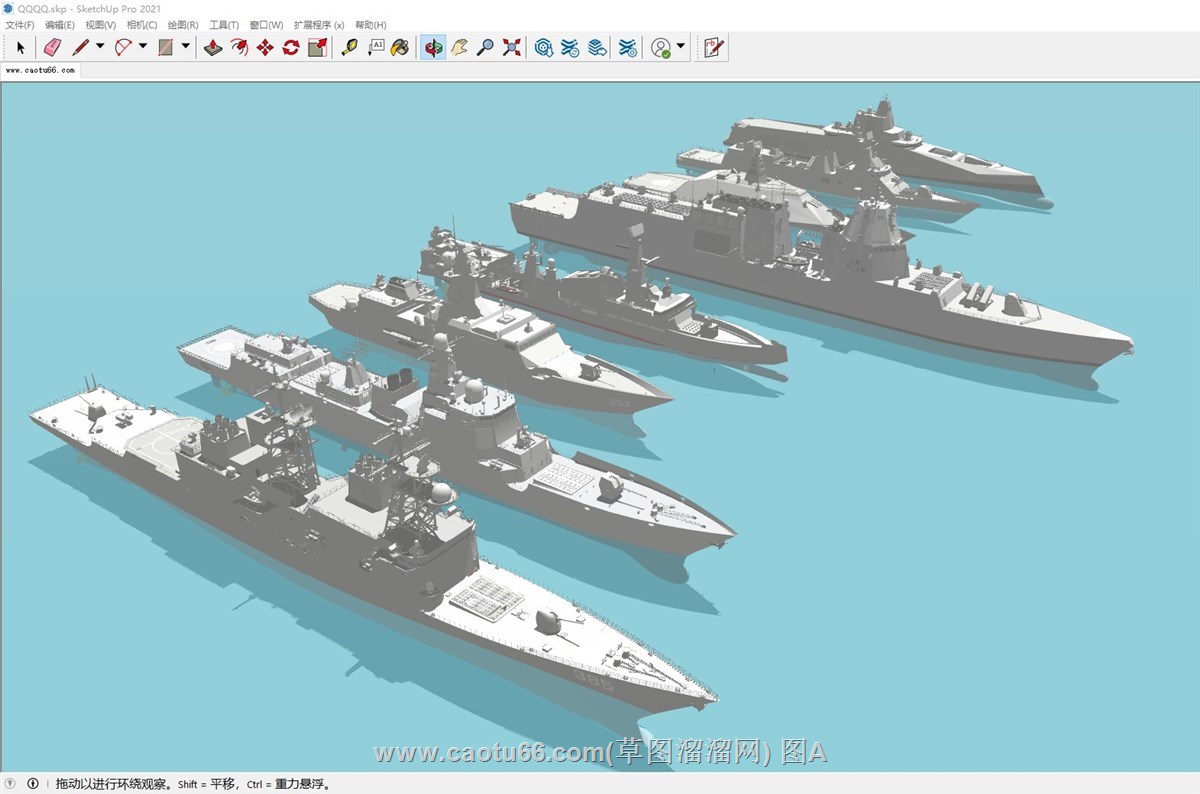各类军舰水面舰艇的sketchup模型