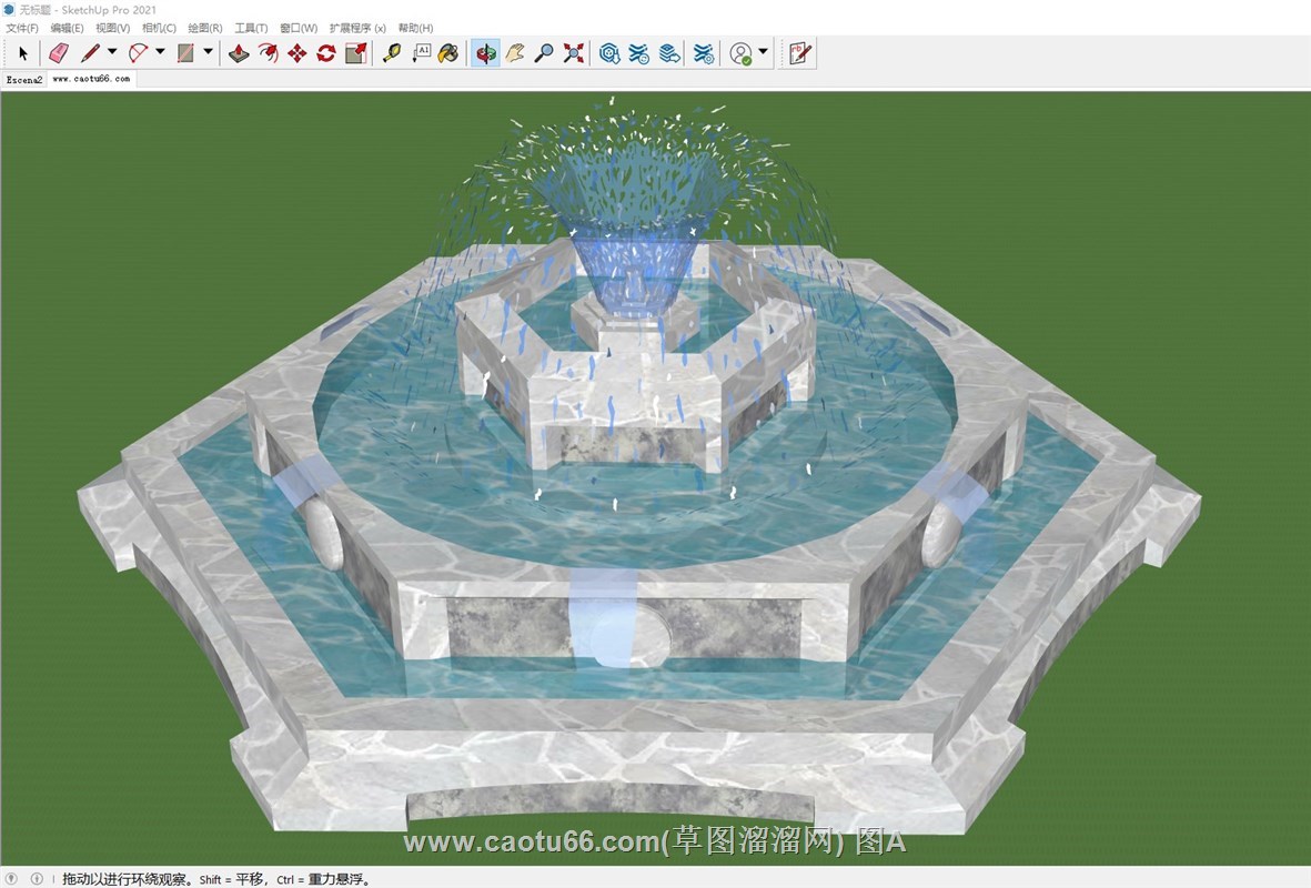 喷泉水池景观的sketchup模型