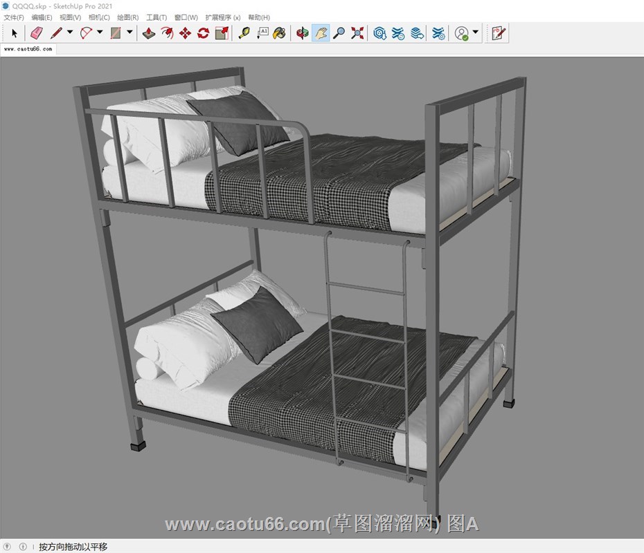 铁架床上下铺的sketchup模型