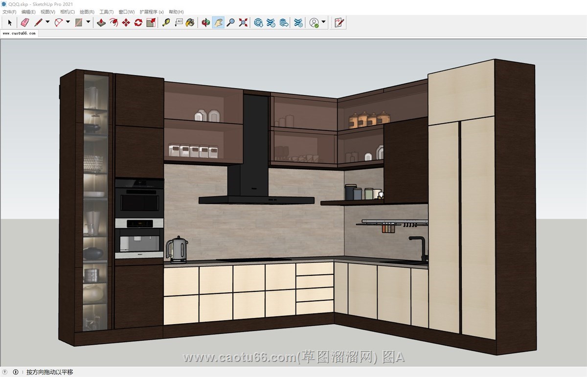 L形厨房橱柜的sketchup模型
