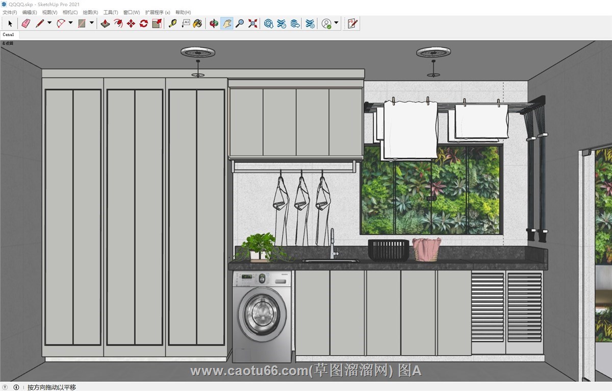 洗衣房晾衣架的sketchup模型