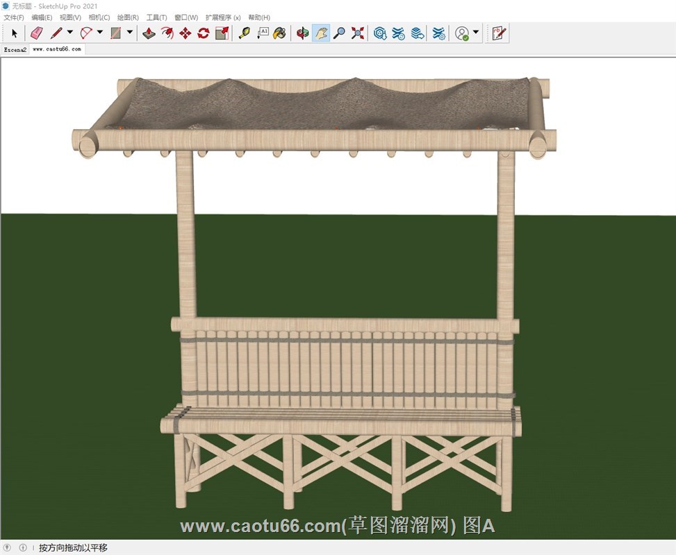 竹制遮阳长凳的sketchup模型