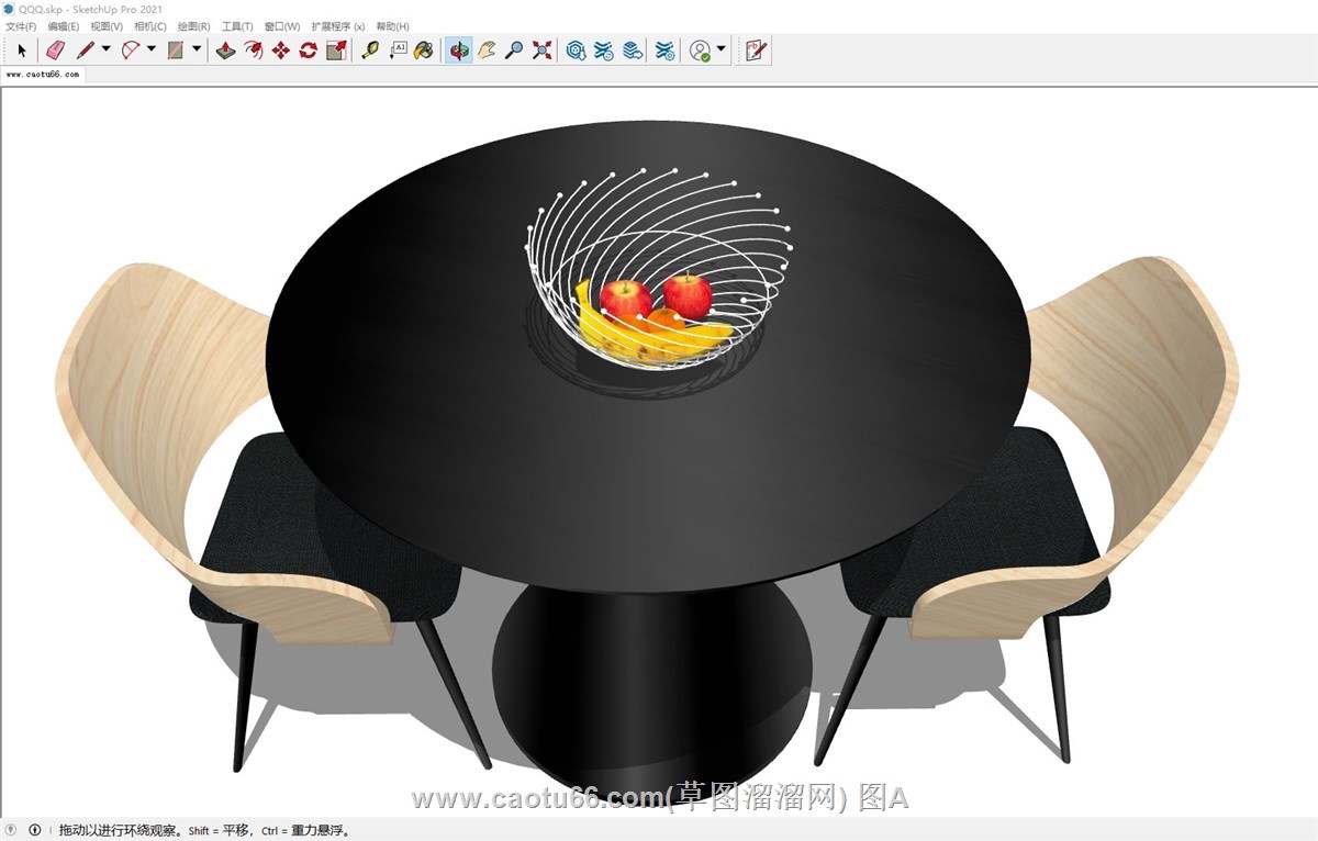 极简风圆桌椅的sketchup模型