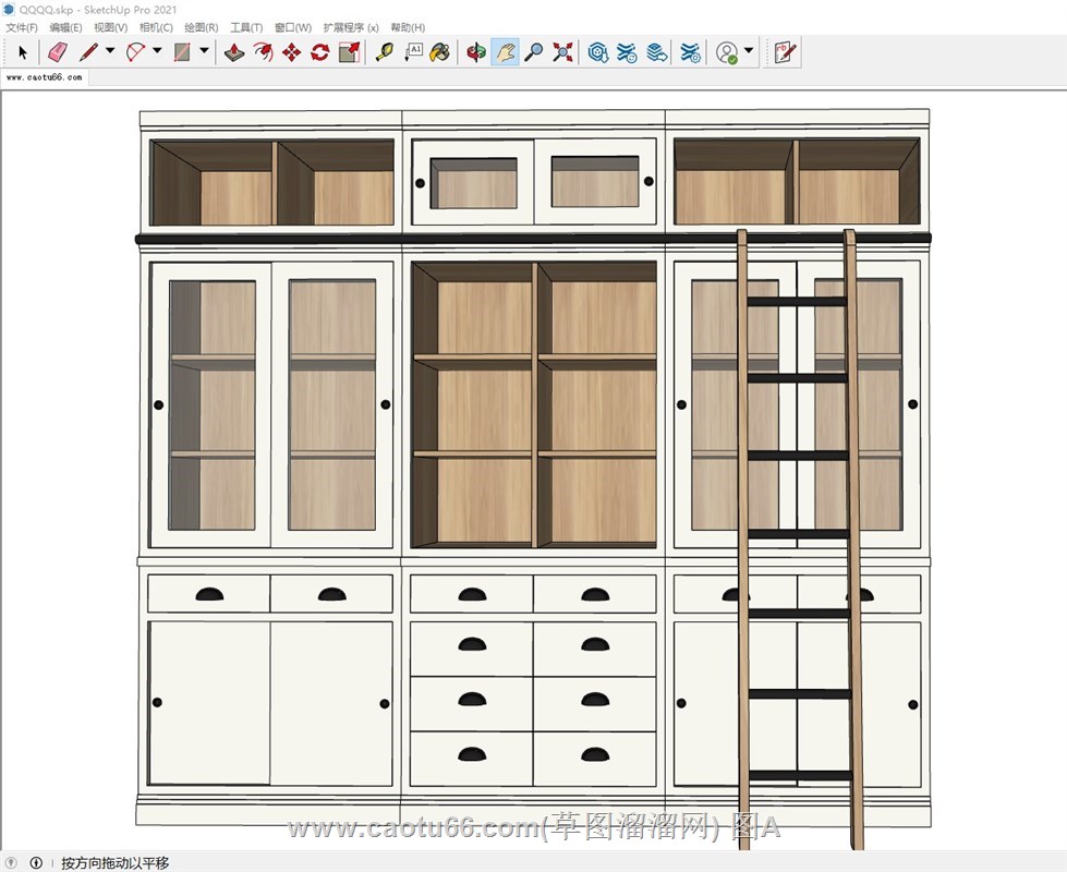 书柜书架带爬梯的sketchup模型