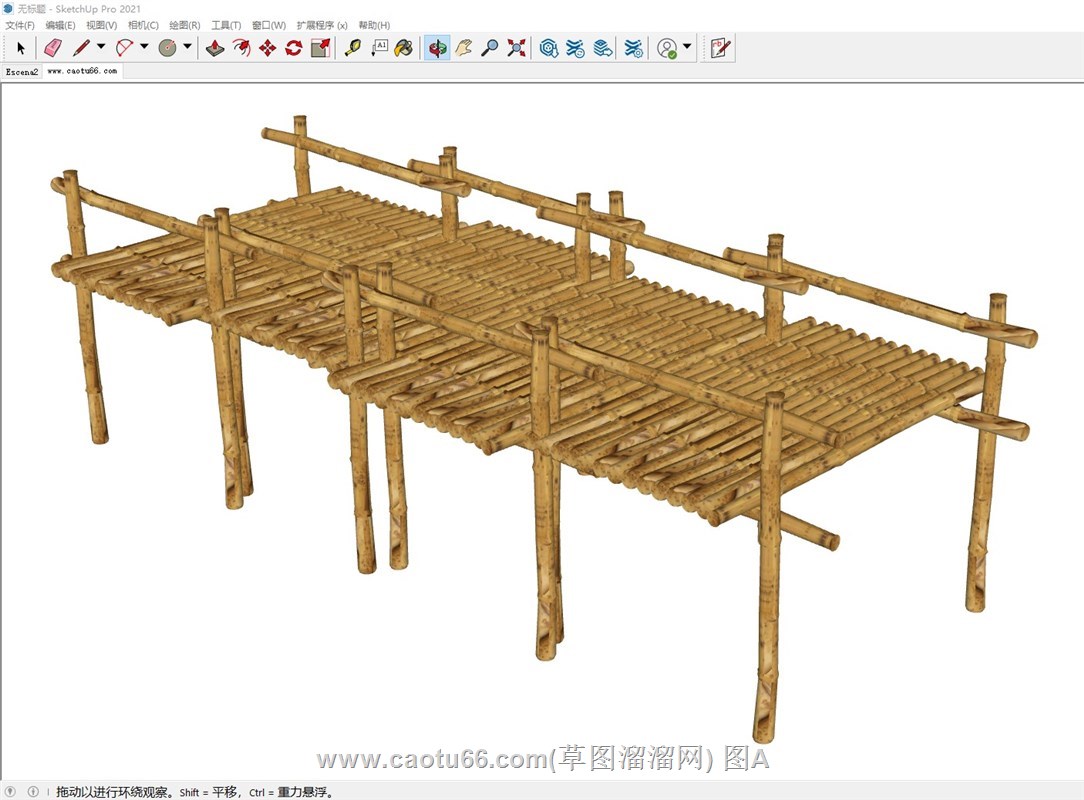 竹制小桥码头的sketchup模型