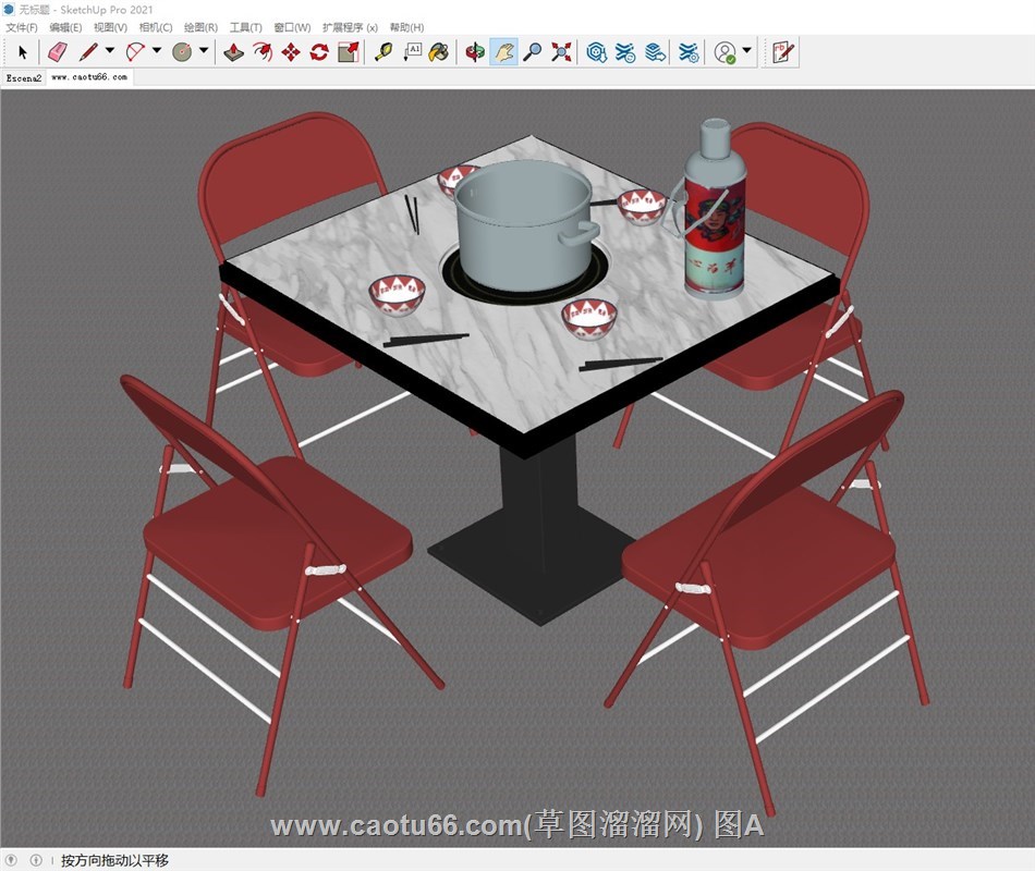 餐饮桌火锅桌的sketchup模型