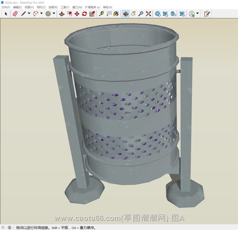 铁皮垃圾桶垃圾箱的sketchup模型