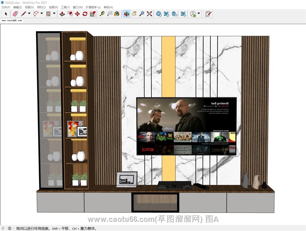 电视墙电视柜的sketchup模型