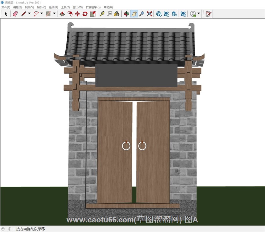 中式院门入户门的sketchup模型