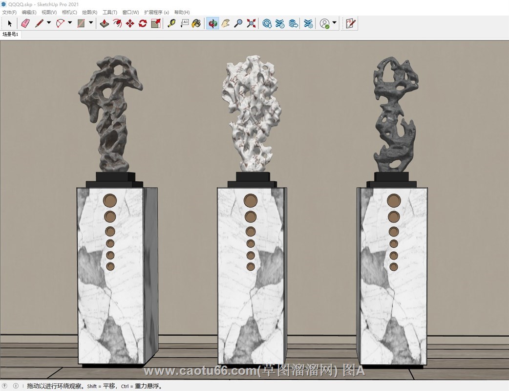 珊瑚石太湖石展示的sketchup模型