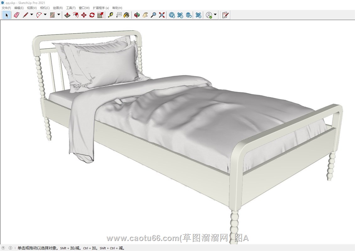 单人床床铺的sketchup模型