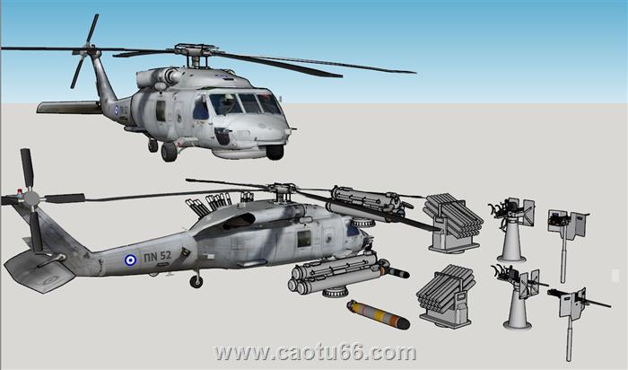 防空炮直升机飞机武器导弹su模型(ID32436)上传日期是2022-01-21