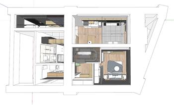 日式风格单身公寓SU模型