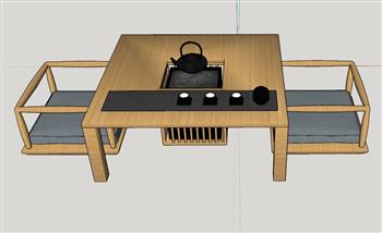 日式茶桌家具SU模型