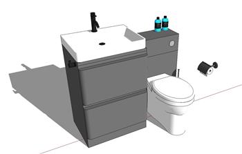 浴卫里的浴室柜-马桶-厕纸su模型