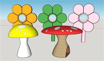 儿童花朵蘑菇su草图模型网