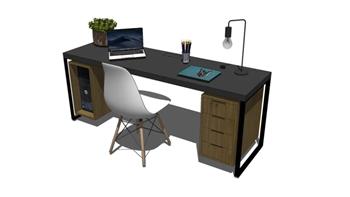 办公桌书桌电脑桌SU模型