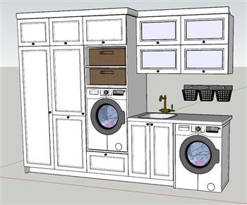 洗衣柜柜子洗衣机SU模型