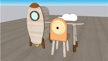 火箭造型儿童书桌su模型(ID26773)