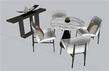 洽谈桌边柜休闲桌椅SU模型