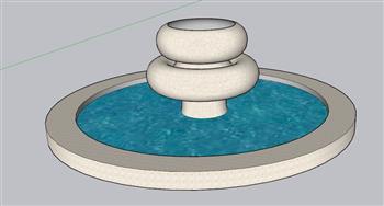 su怎样画圆形喷泉水池景观？附模型(ID28322)