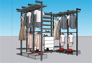 衣帽间衣服装衣架组合柜su模型(ID28717)