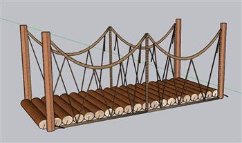 吊桥小桥SU模型
