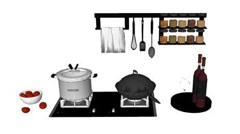 厨房厨具燃气灶SU模型