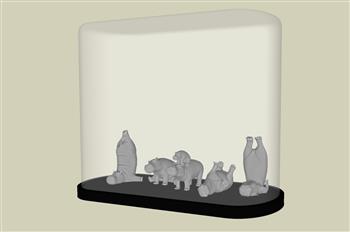 河马雕塑工艺品su素材模型(ID31695)
