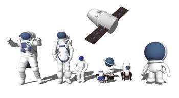 太空人宇航员卫星SU模型