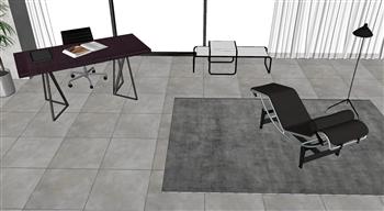 书桌躺椅su模型库(ID32333)