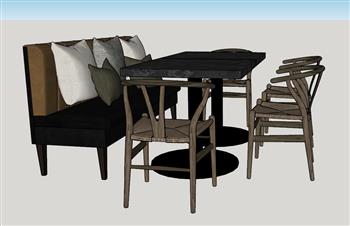 餐桌椅和沙发凳su模型库(ID32425)