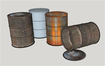 生锈油桶铁桶SU模型