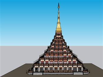 藏式塔楼建筑SU模型