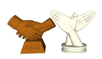 握手手掌雕塑su模型免费(ID32854)