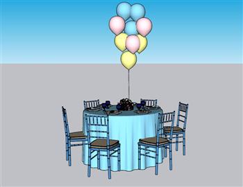 气球餐桌椅SU模型