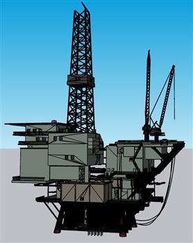 海上钻井平台上的机械吊机su模型(ID33329)