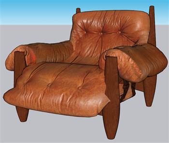 皮质扶手椅沙发椅SU模型