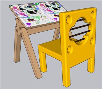 儿童绘画桌画板su模型(ID33727)